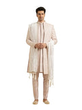 Manyavar Men'S Art Silk Sequined Dupatta (White,2.75M)
