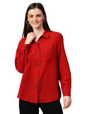 Kotty Women'S Oversized Cotton Blend Shirt(Red,M)