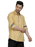 Lookmark Men'S Cotton Blend Stitched Solid Full Sleeve Shirt(New-Shirt 02-M) Beige