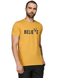 Adro Men'S Believe Design Printed T-Shirt (L, Mustard)