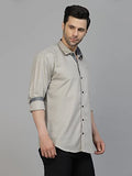 Lookmark Men'S Cotton Blend Stitched Solid Full Sleeve Shirt(New-Shirt 03-S) Grey