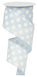 Polka Dot Wired Ribbon, Blue White, 2.5 inch x 10 Yard, Wedding, Bridal