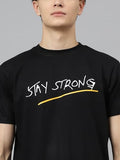 Lookmark Men'S Printed Pure Cotton Oversized Round Neck Longline Drop Shoulder Short Sleeve Tshirt (Az-Lm-P1-Mt19 Black-L)