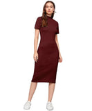 Leriya Fashion One-Piece Dress for Women Bodycon Long | Birthday Dress for Women (Medium, Burgundy)