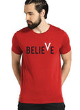 Adro Men'S Believe Design Printed T-Shirt (M, Red)