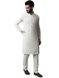 Jompers Men Cream Embroidered Pure Cotton Kurta With Pyjamas (Cream, M)