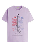 Adro Guitar Design Printed T-Shirt For Men - 100% Cotton, Regular Fit, Soft Breathable Fabric | Rn23-M-Gtr-Pu-L Purple