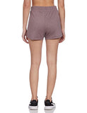 Enamor Essentials Women's Relaxed Fit Mid Rise 100% Cotton Mid-Thigh Length Shorts With Adjustable Waistband & Pockets - E078(E078-Umber Brown Melange-S),Umber Brown Melange