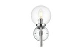Living District Ingrid 1-Light Iron & Glass Bath Sconce In Chrome And Clear