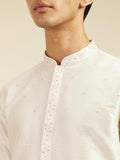 Diwas By Manyavar Men'S Art Silk Thread Embroidered Kurta (Warm White,S)