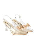 Shoetopia Stylish Trasparent Detailed Golden Heels For Women & Girls /Eu39,Gold,6,B0DNXMSB39