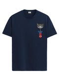 ADRO Tshirt for Men | Anime T Shirt for Men | 100% Cotton Tshirt | Graphic Printed T-Shirt | Chest Printed Tshirt | Spiderman Tshirt | T-Shirts| RN24-STICK-SPID-NB-L Navy Blue,Navy Blue