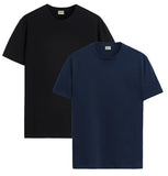 ADRO T Shirts Pack of 2 Mens Tshirts Cotton T Shirts for Men Tshirt T-Shirts Combo T Shirts Tshirts for Men Plain Solid Tshirts Black Navy Tshirt for Men RCM2-PLN-BL-NB-XL,Black,Navy