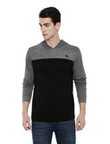 Adro Full Sleeve Color Block T-Shirt For Men (Fr4-3-Hd-Bl_Black_M)
