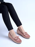 Shoetopia Upper Bow Detailed Peach Loafers For Women & Gilrs /Eu40,Peach,7,B0DTG7KT9L