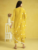 Kaari Rayon Staple 3 PCS Women Kurta Set (KAAAW24WSKD-82023_Marigold Yellow_L)