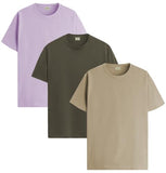 Adro Men'S Solid Regular Fit T-Shirt (Rcm3-Pln-Pu-Ol-Be_Purple Olive Beige,Purple,Olive,BeigeApparel,2XL