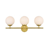 Living District Ansley 3-Light Iron & Glass Bath Sconce In Brass/Frosted White