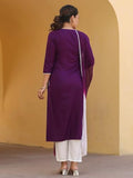 Gosriki Women'S Rayon Blend Embroidered Straight Kurta With Pant & Dupatta (Vimurat Violet-Nw-Gs_M_Violet_Medium),Violet,,B0CYH7TG1R