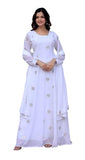 Wedani Georgette White Embroidered Anarkali Dress For Women,White,XL