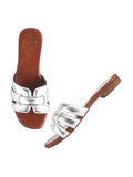 Shoetopia Shiny Open Toe Embellished Silver Flats For Women & Girls /Eu42,Silver,9,B0F6TVK18S
