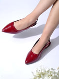 Shoetopia Solid Slingback Pointed Toe Cherry Flat Sandals For Women & Girls /Eu36,Cherry,3,B0DZVLX95R