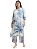 Anni Designer Women'S Cotton Blend Straight Printed Kurta With Palazzo (Rilaka Blue_L_Blue_Large),Blue,L