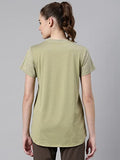 Enamor Womens Athleisure A306-Dry Fit with Antimicrobial & Sweat Wicking Crew Neck Short Sleeve Breathe Active Wear T-Shirt (A306_Thai Green Melange_M),Thai Green Melange