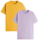 ADRO T Shirts Pack of 2 Mens Tshirts Cotton T Shirts for Men Tshirt T-Shirts Combo T Shirts Tshirts for Men Plain Solid Tshirts Mustard Purple Tshirt for Men RCM2-PLN-MU-PU-XL,Mustard,Purple
