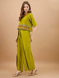 Womanista Women'S Viscose Rayon Solid Regular (Co-Ords_9068_Green_S)