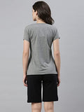 Enamor Essentials Women'S Short Sleeve V Neck Slim Fit Breathable Stretch Cotton Tee - E067(E067-Mediumgrey Melange-M)