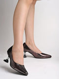 Shoetopia Shimmer Decor Pointed Toe Stylish Wine Pumps For Women & Girls /Eu38,Red,5,B0DK79M64G