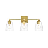 Living District Gianni 3-Light Iron & Glass Bath Sconce In Brass/Clear