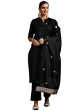 Libas Women's Silk Blend Solid Kurta Set (39042_Black