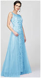 Patlani Women'S Net Fit And Flare Knee-Length Dress (All Over-New_Light Blue Large