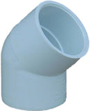 Pipe Fitting, Schedule 40 PVC Ell, 45Degree, White, 4In.