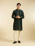 Diwas By Manyavar Men'S Art Silk Embroidered Solid Kurta (Dark Green,Xxl)