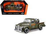 1950 Chevrolet 3100 Pickup Truck Harley Davidson Matt Green with 1936 Harley Davidson El Knucklehead Motorcycle Matt Green HD