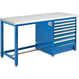 Global Industrial™ 72W X 30D Modular Workbench With 7 Drawers Esd Laminate Safety Edge Blue