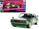 1973 Nissan Skyline 2000GTR (KPGC110) #73 Green Metallic with Gold Stripes Tokyo Mod Series 1/24 Diecast Model Car by Maisto