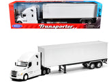 Freightliner Cascadia Truck White with White Container Transporter Series 1/32 Diecast Model by Welly