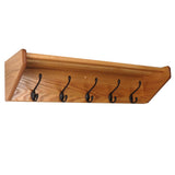 Wooden Mallet 5 Hook Shelf, Black Hooks, Light Oak