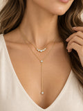 Gold Filled Diamond Bezel Lariat Necklace