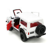 1973 Ford Bronco #008 White with Red and Black Stripes and Red Interior with Extra Wheels Just Trucks Series 1/24 Diecast Mode