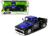 1956 Ford F100 Pickup Truck Black and Blue Metallic with Ford Graphics Just Trucks Series 1/24 Diecast Model Car by Jada