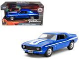 1969 Chevrolet Camaro Blue Metallic with White Stripes 2 Fast 2 Furious (2003) Movie Fast & Furious Series 1/32 Diecast Mode