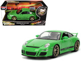 Porsche 911 GT3 (997) Green with Black Accents Fast X (2023) Movie 25 Years of Fast & Furious Series 1/24 Diecast Model Car