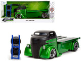 1947 Ford COE Flatbed Truck Green Metallic and Matt Black Toyo Tires with Extra Wheels Just Trucks Series 1/24 Diecast Model