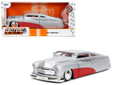 1951 Mercury Silver Metallic and Red with Flame Graphics and Red Interior Bigtime Muscle Series 1/24 Diecast Model Car by Jada