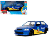 1997 Honda Civic Type R Blue Metallic with Graphics Sonic the Hedgehog (1991) Video Game Hollywood Rides Series 1/32 Diecast